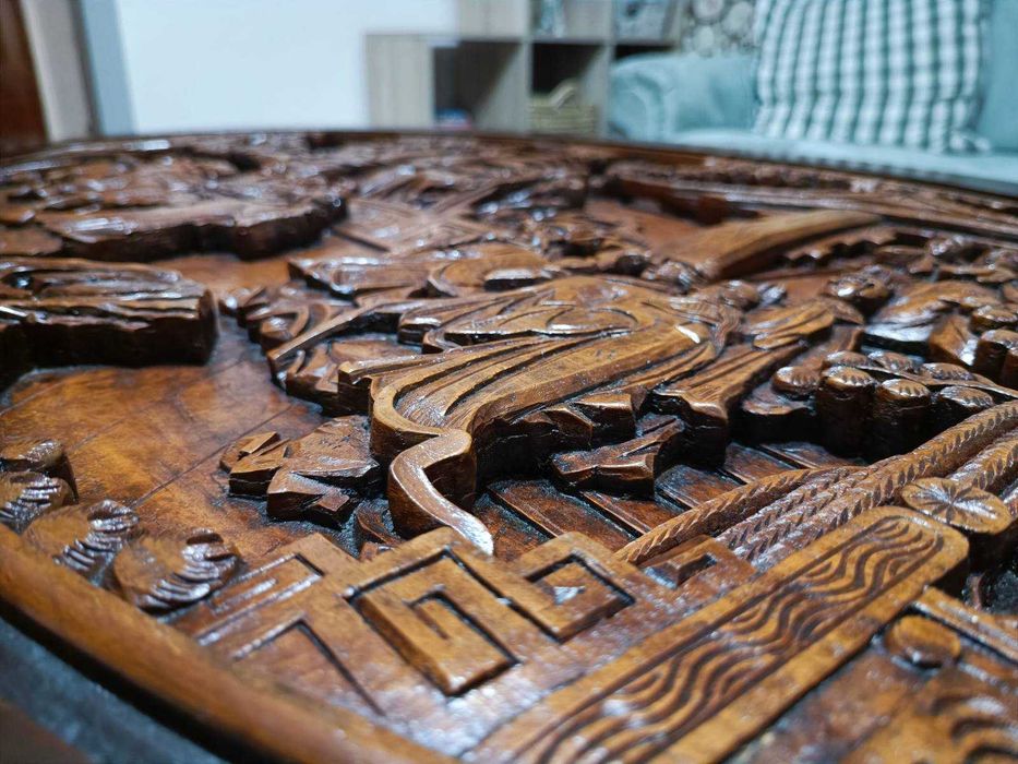 Антикварна японска маса с 6 стола от черешово дърво