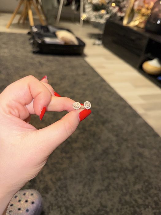 Cercei aur alb 18k cu diamante