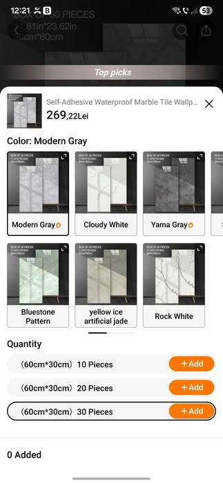 Placi faianta adeziva 30 buc. Marmura