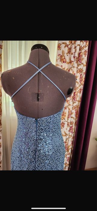 Rochie lunga din material cu perlute si paiete Marime S-M