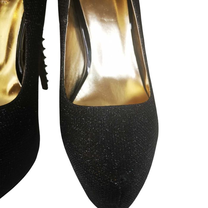 Елегантни черни токчета с шипове за сцена, парти или фотосесия, 38