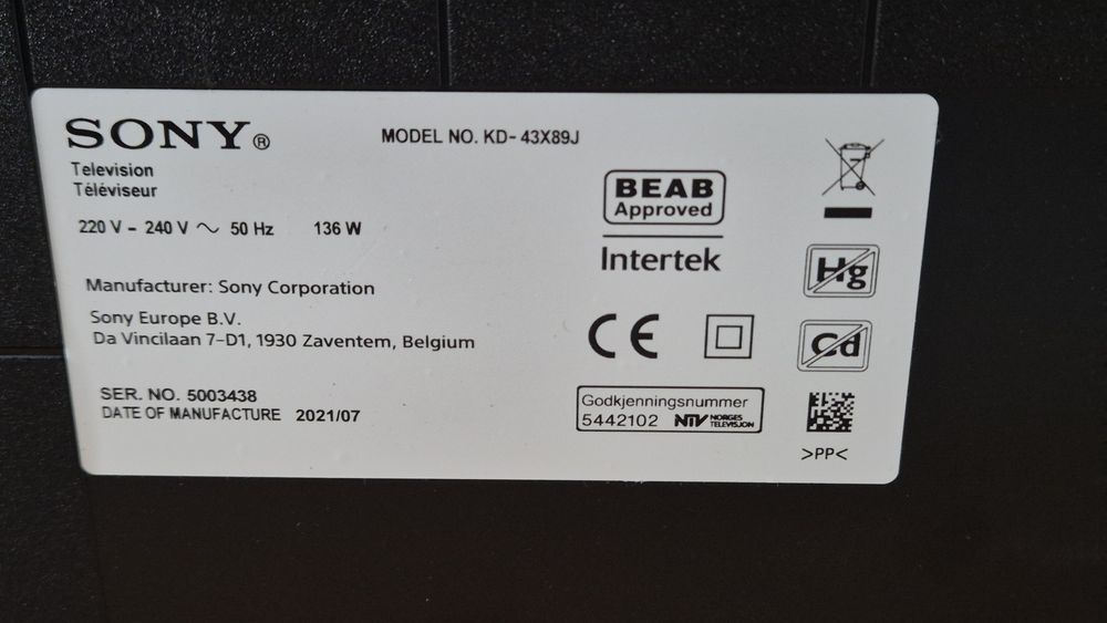 Sony KD-43X89J Google TV, Android, 4K, UltraHD, Smart, WiFi, LED