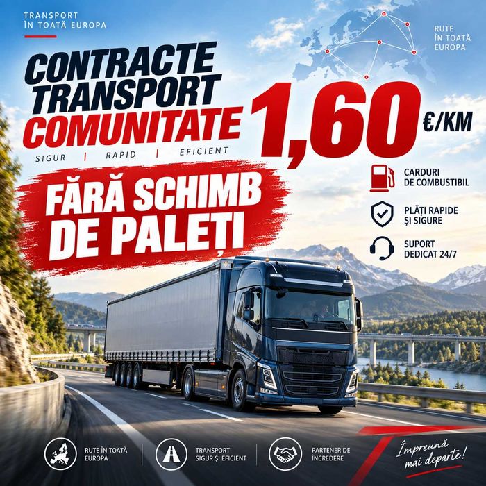 Colaborare transport - căutăm parteneri cu cap tractor și semiremorcă