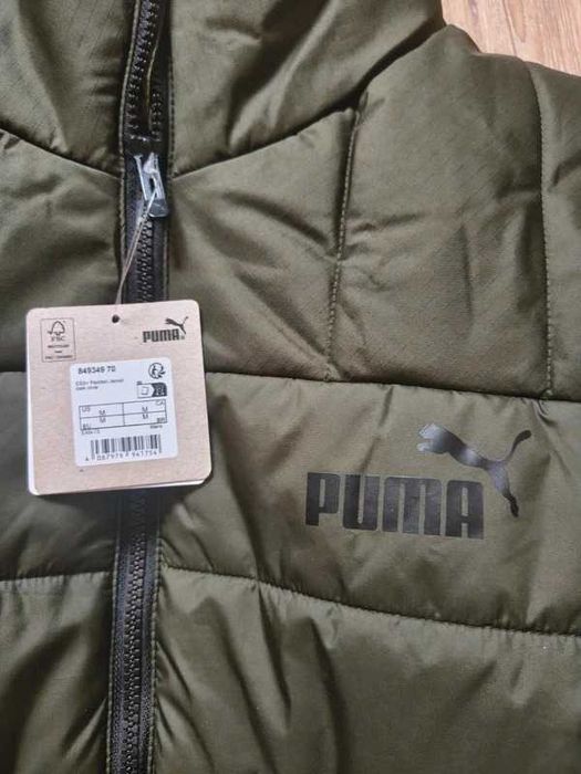 Geaca puffer cu puf Puma barbati kaki verde inchis marimea M NOUA