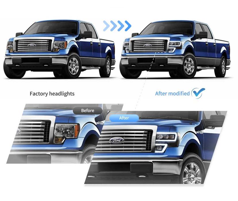 Комплект LED Matrix фарове с динамични мигачи за Ford F150 09 - 14