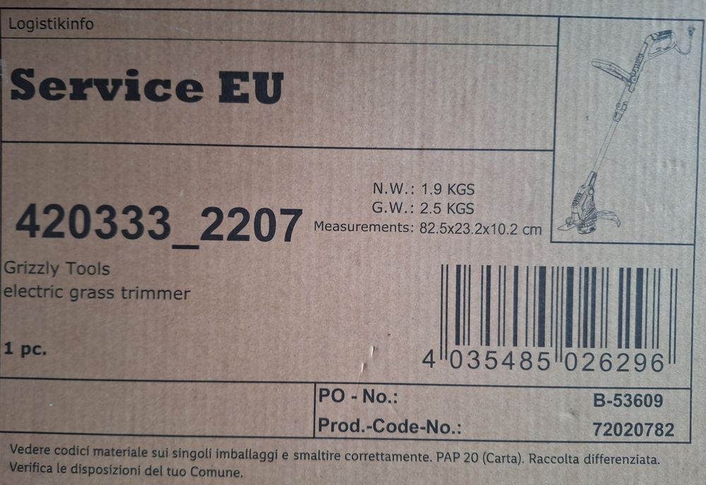 Електрически тример на Парксайд 220В Parkside PRTA 550W