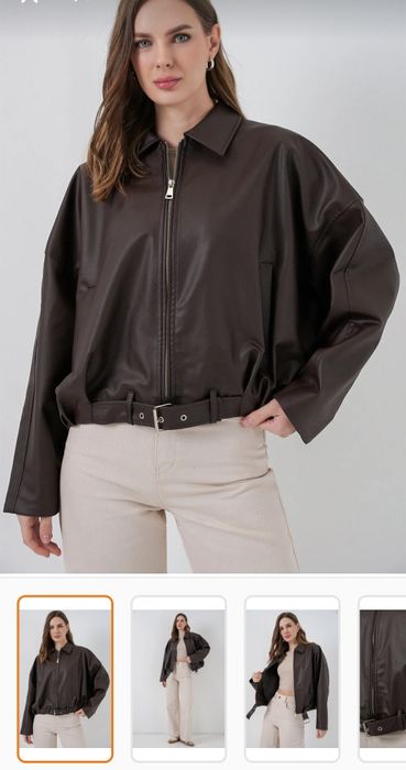 Кафяво кожено бомбър яке  XS