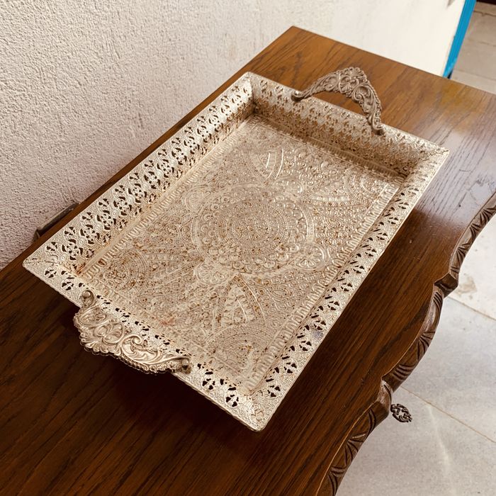 Винтидж посребрена резбовна фрутиера