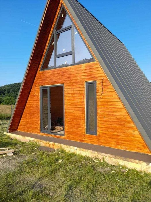 Cabana stil A-Frame, Case, Foisoare si Terase din structura de lemn la comanda