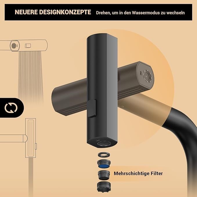Baterie bucatarie neagra extractibila 3 functii 360° DAYONE