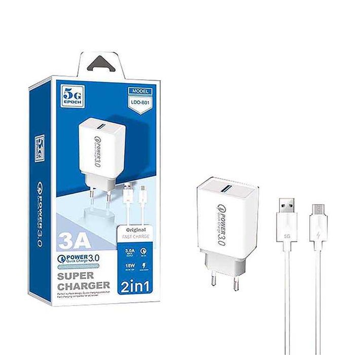 18W МОЩНО Зарядно Quick Charge 3 3.1A FAST CHARGING Адаптер + КАБЕЛ