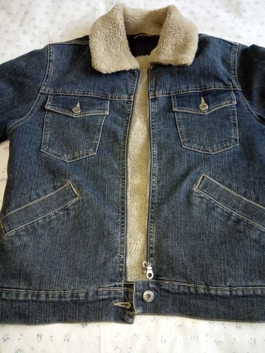 Женская теплая джинсовая куртка, размер 46.