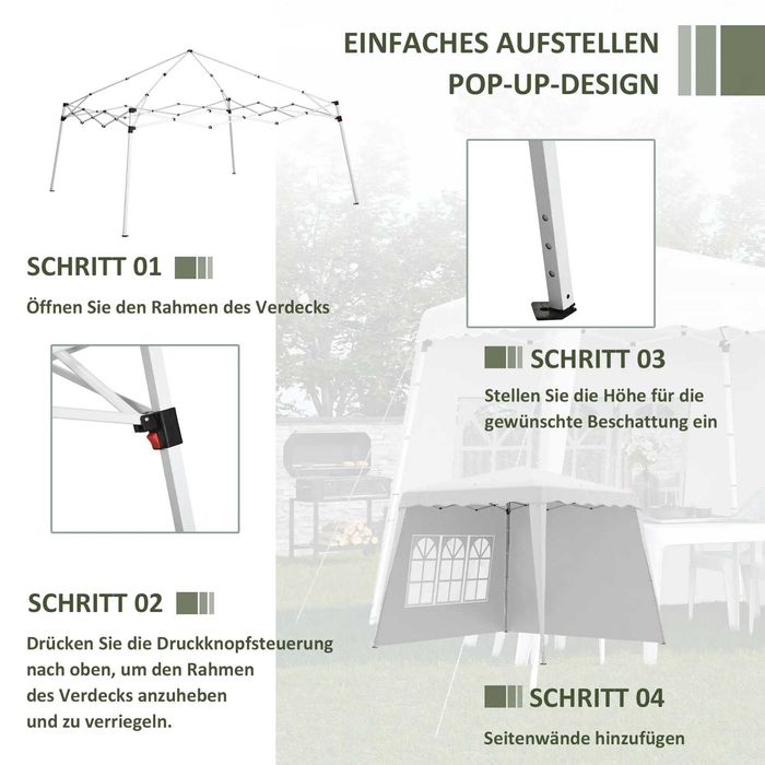 Сгъваем павилион Outsunny Pop Up, вкл. прозорец