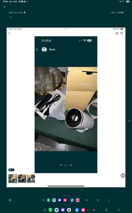 Videoproiector smart de 3 metri diagonala H D nou nefolosit
