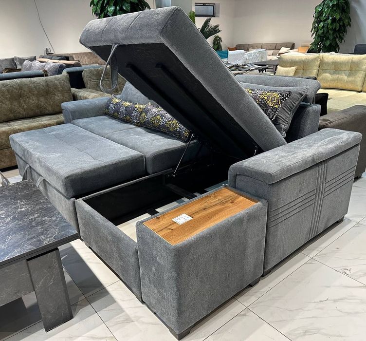 Угловой диван с выдвижным механизмом делфин и аллигатор Фабричное