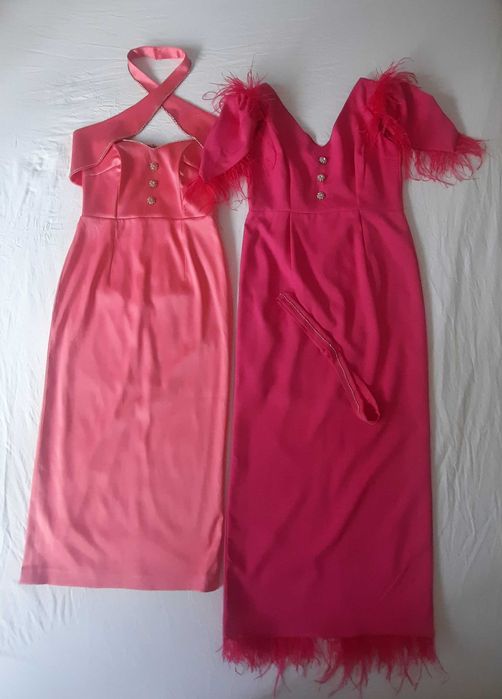 Set rochii rochie nașa cu pene si strasuri
