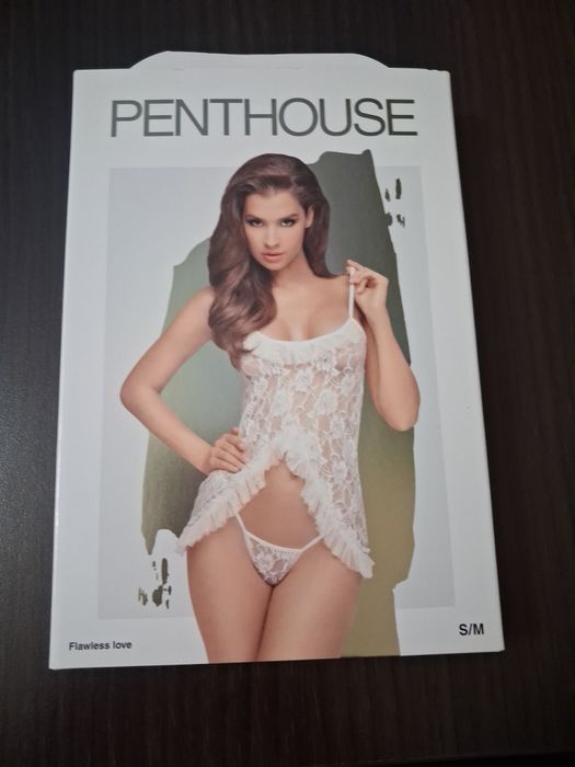 Lenjerie sexy Penthouse albă – set dantelă, S/M