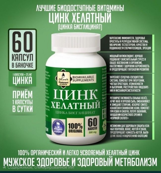 Цинк Магний B6 Селен Железо Хелатный Премиум капсулах
