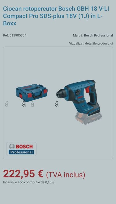 Masina gaurit cu percutie (Rotopercutor ) Bosch  GBH 18 V-Li Compact