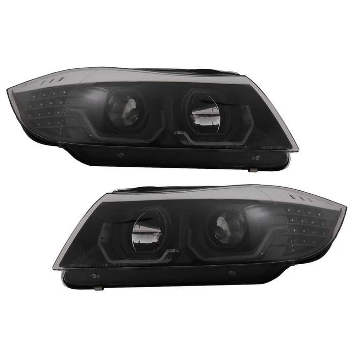 Faruri BMW Seria 3 Limousine E90 Touring E91 (03.2005-08.2008) 3D LED Angel Eyes  Negru
