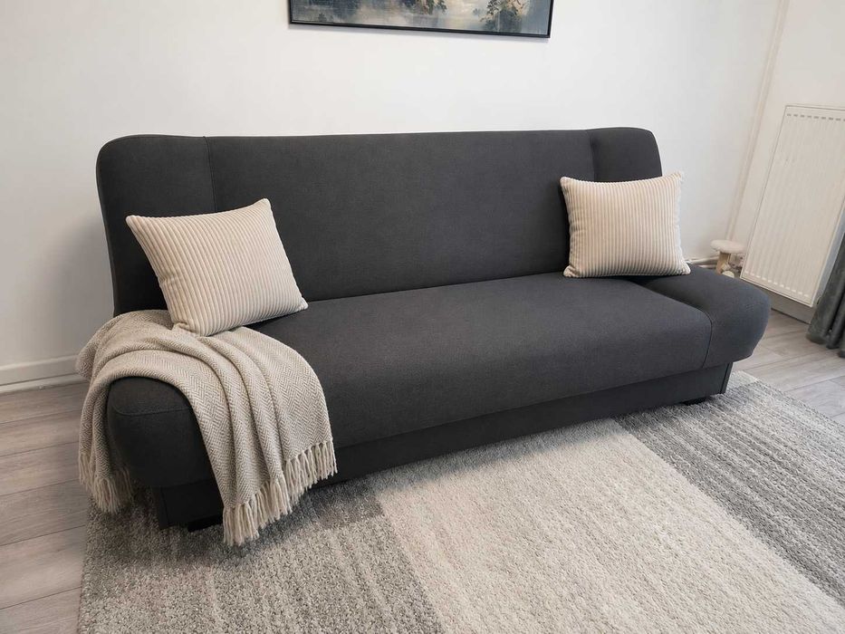 Canapea extensibilă cu ladă de depozitare | Stare excelentă | Gri antracit