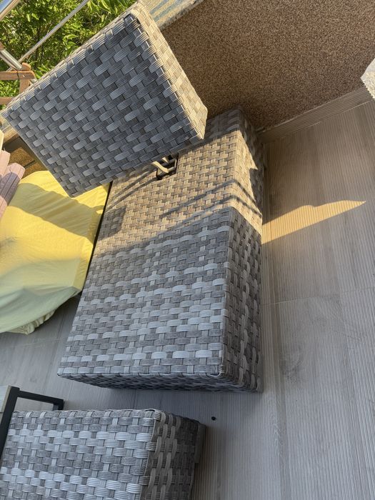 Sezlong gradina terasa + cutie depozitare plastic
