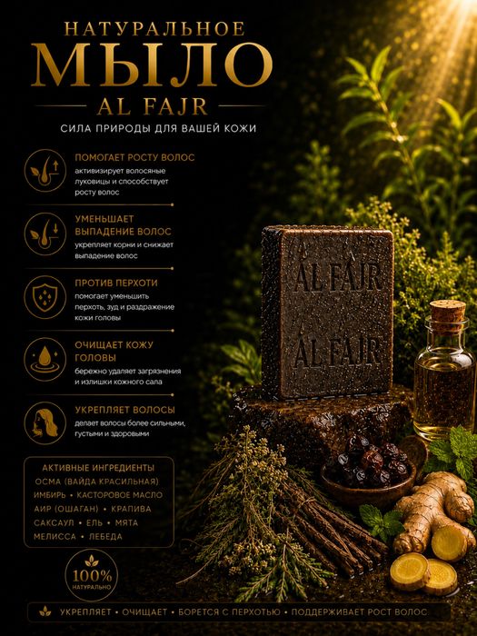 Черное мыло Al Fajr для роста и укрепления волос