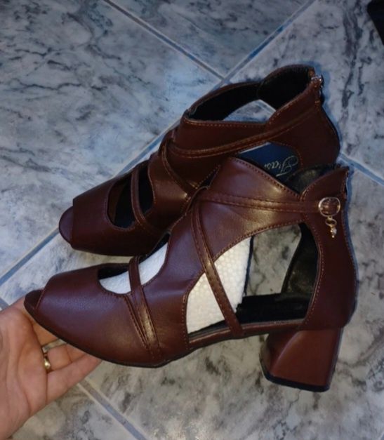 Sandale piele maro, elegant-casual