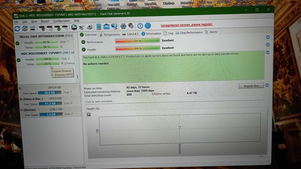 Hdd laptop WD Black 320 Gb si SSD 128 GB