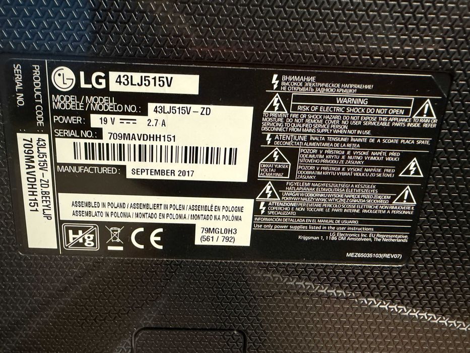 Televizor LED LG 43LJ515V, Full HD, 108 cm