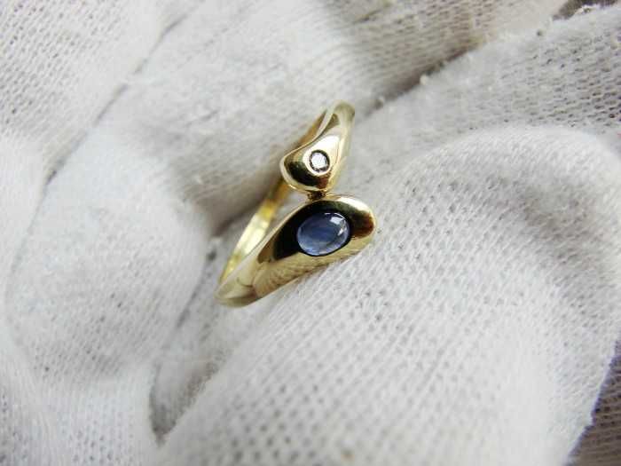 Inel Aur 14K Inel Aur Sarpe Cu Safir Si Diamant Unicat Designer Milo