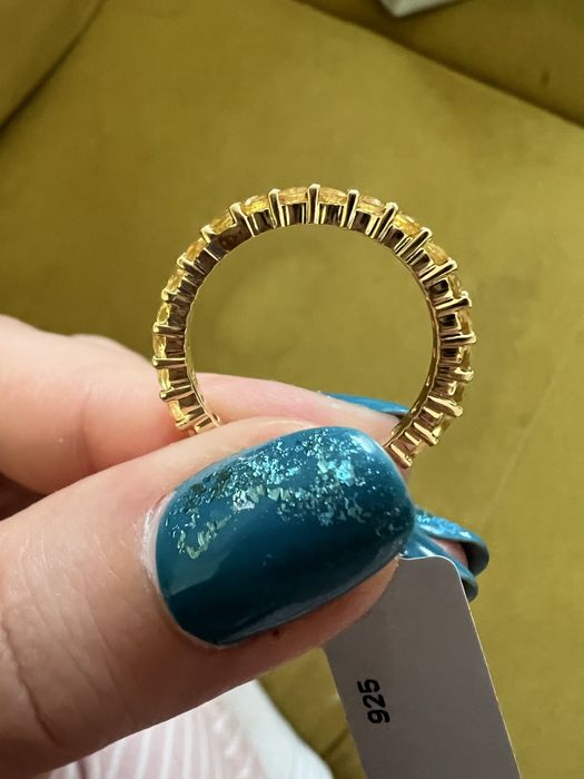 Inel Eternity cu Safire Galbene Bankaja 0.35 ct placat cu aur