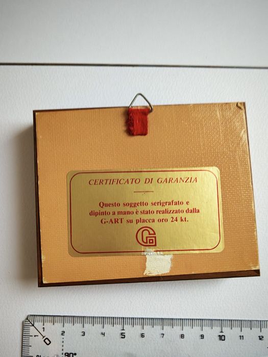 Lot 4 tablouri italiene cu foiță de aur 23K/24K, înrămate, cu certificate