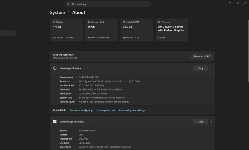ASUS ROG Strix G17 G713RM — 32GB RAM / 512GB SSD