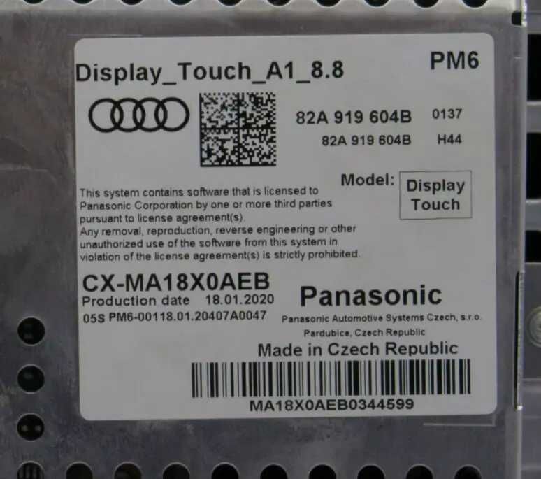 Display Audi A1 , 8.8 inch ,cod  82A 919 604B , Panasonic CX-MA18X0AEB