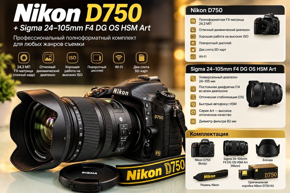 Nikon D750 + Sigma 24–105mm F4 Art | Пробег всего 3 470 кадров!