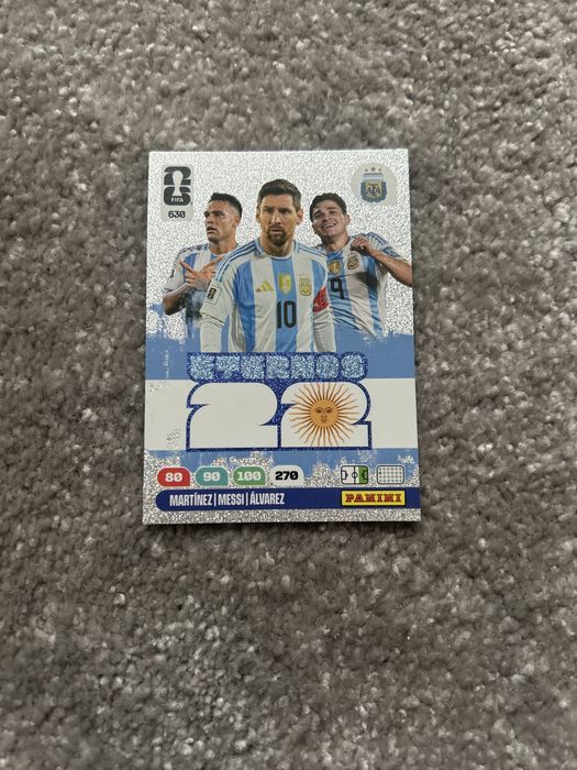 Cartonaș de colecție panini Fifa WC Adrenalyn Messi/Martinez/Alvarez