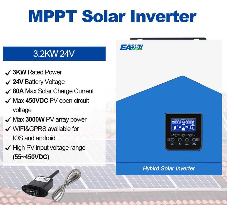 Easun ISOLAR-SMH-II-3.2K 3000W 24V WIFI Invertor hibrid