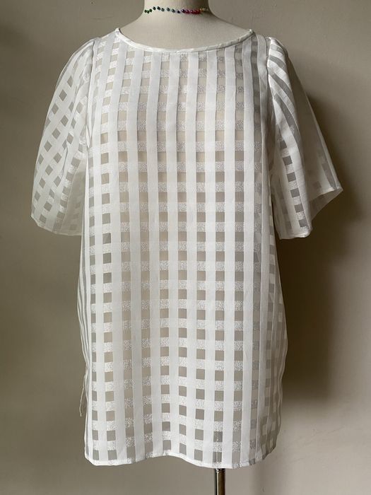 Бяла, прозрачна блуза с къс ръкав 2ND Day, L; Windsor XL