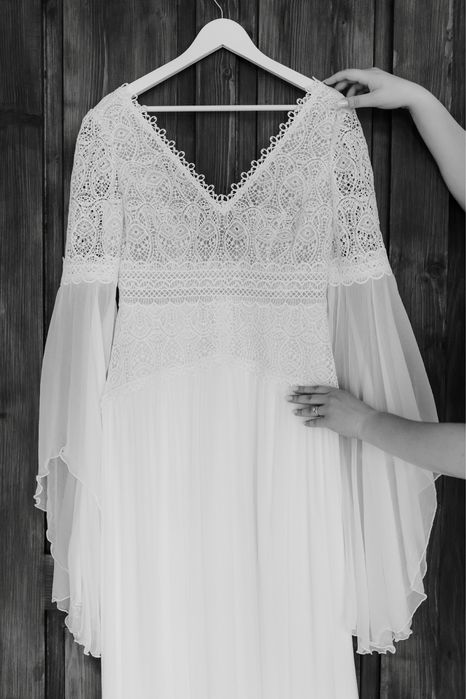 Rochie de mireasa - stil boem, matase naturala