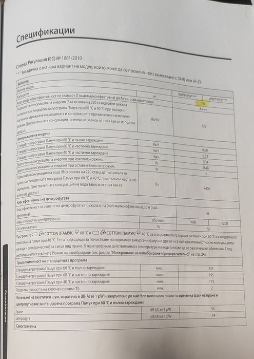 Пералня Samsung 7 кг, с проблем