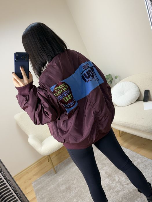 Oversize bomber яке в цвят бордо