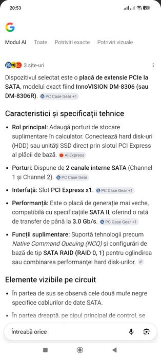 Placa extensie PCIe la sata