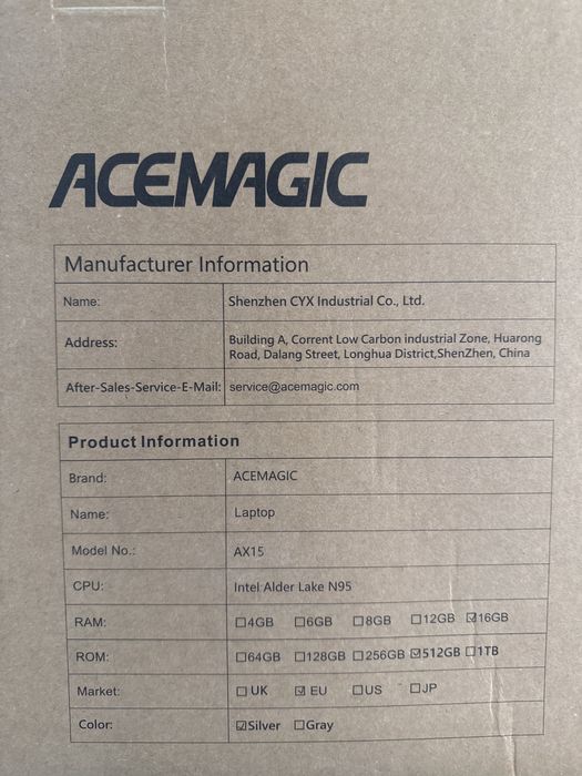 Laptop ACEMAGIC AX15 / 512GB / 16GB RAM / Sigilat