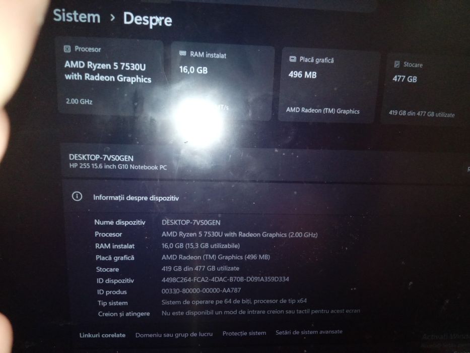 Vând laptop HP 512gb și 16 gb ram fara nicio problema aproape nou