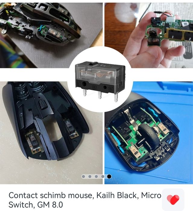 Contact schimb mouse, Kailh Black, Micro Switch, GM 8.0, Logitech
