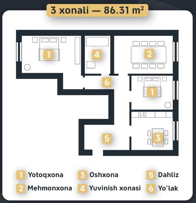 Продаётся новая 3-комнатная квартира 3/1/4 каробка | Sabzavot City