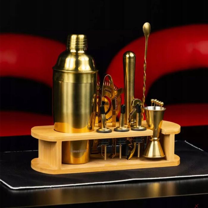 Set cocktail shaker pentru barmani,16 piese, auriu, Klausberg