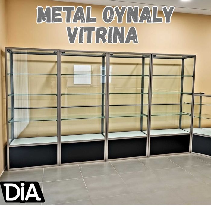 Витрина, стеклянная, metal oynaly vitrina