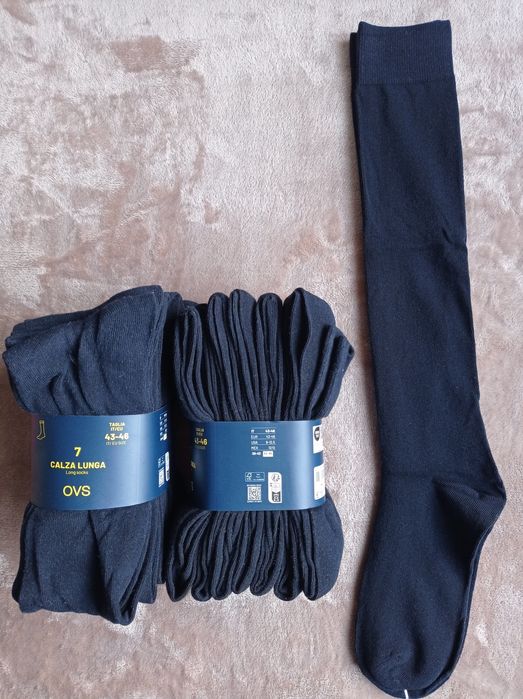 Sosete lungi 40 cm albastre costum OVS Italia 43-46 , 7buc